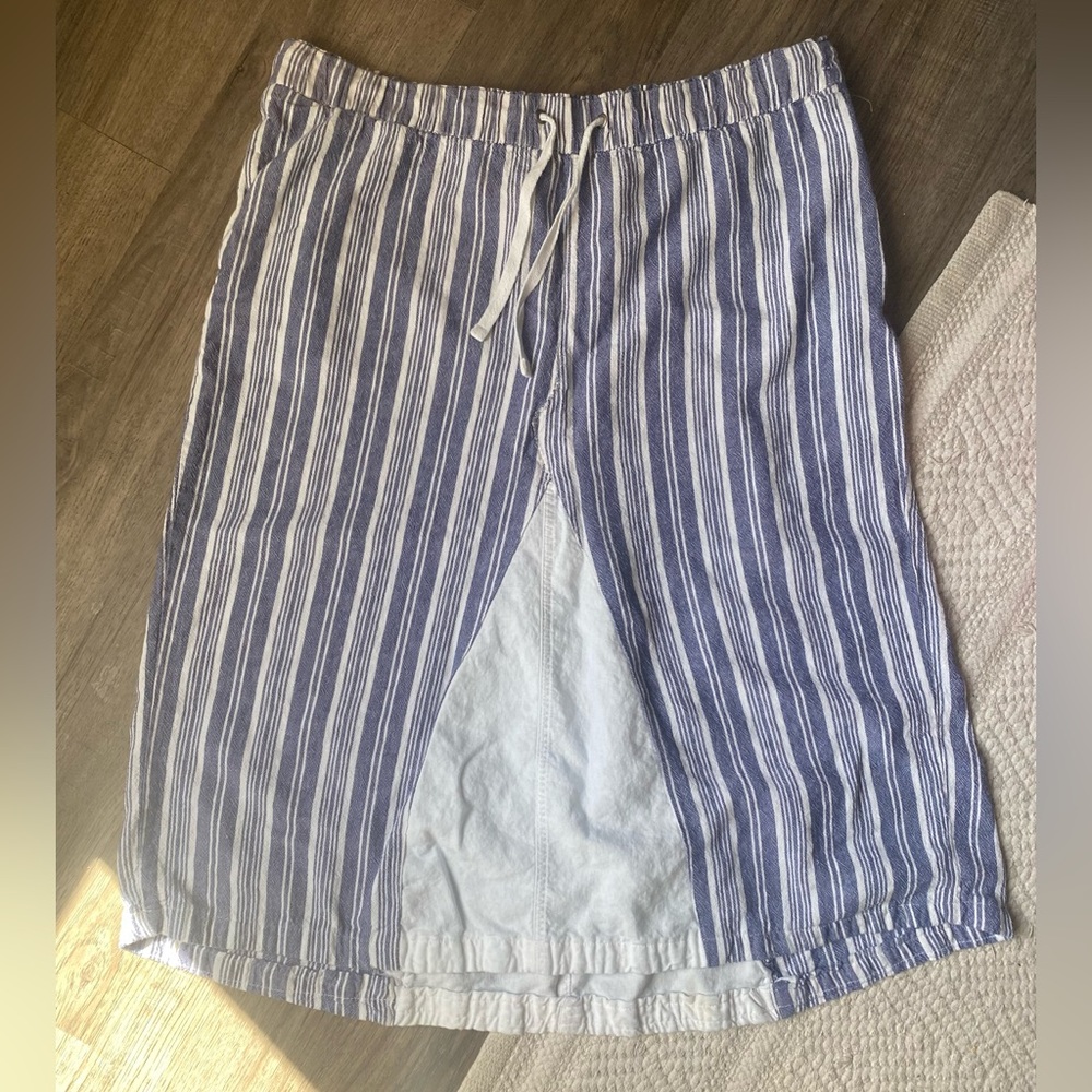 Juniper + Lime Blue and White Striped Maxi Skirt Beachcore  Drawstring